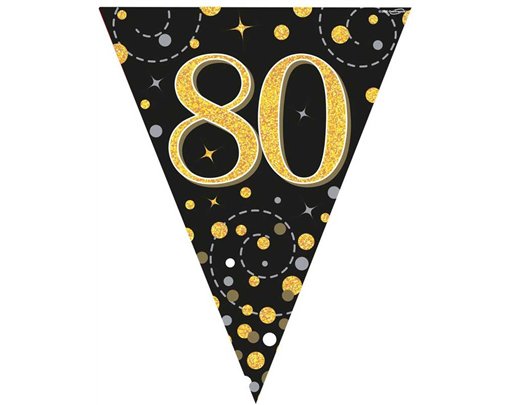 3.9M BLACK & GOLD 80TH BUNTING