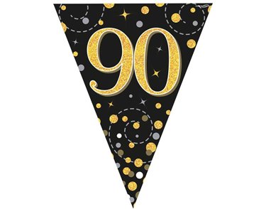 3.9M BLACK & GOLD 90TH BUNTING