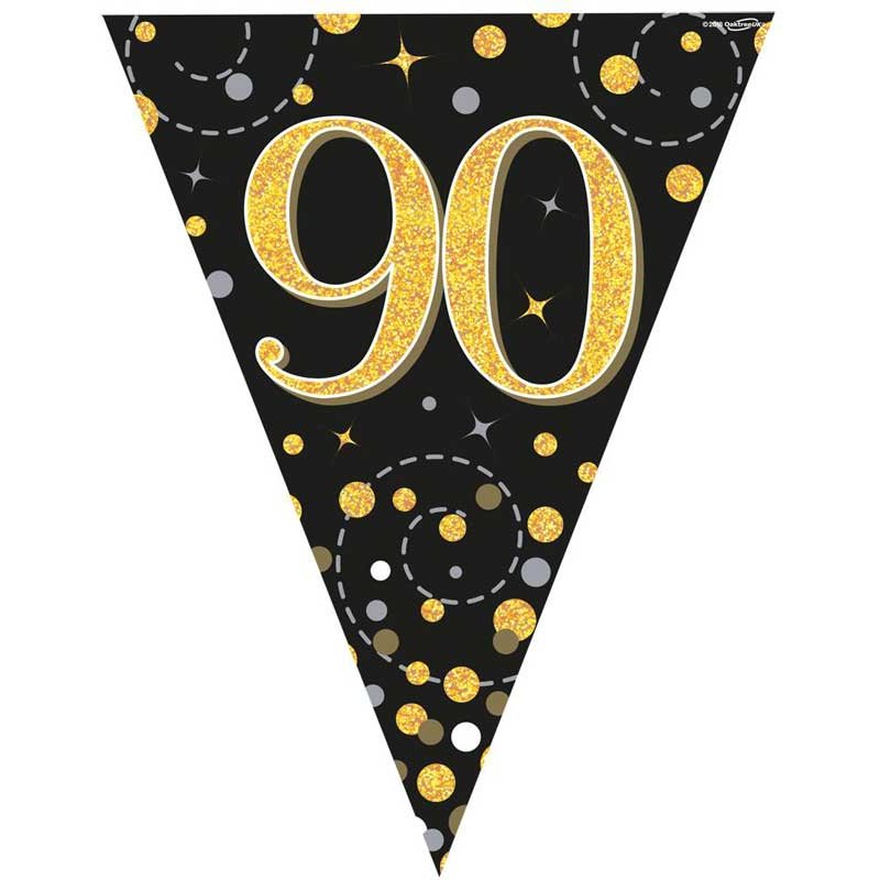 3.9M BLACK & GOLD 90TH BUNTING