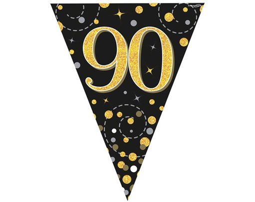 3.9M BLACK & GOLD 90TH BUNTING