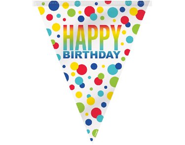 12ft RAINBOW SPOTS BIRTHDAY FLAG BANNER
