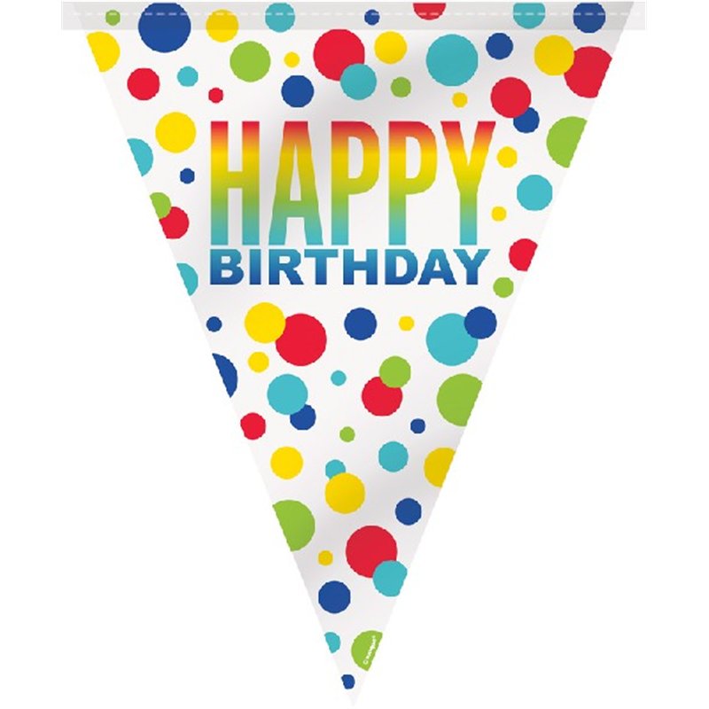 12ft RAINBOW SPOTS BIRTHDAY FLAG BANNER