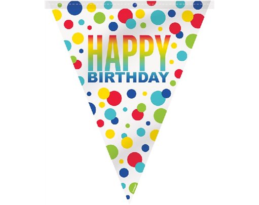 12ft RAINBOW SPOTS BIRTHDAY FLAG BANNER