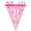 9ft GLITZ PINK 21ST FLAG BANNER