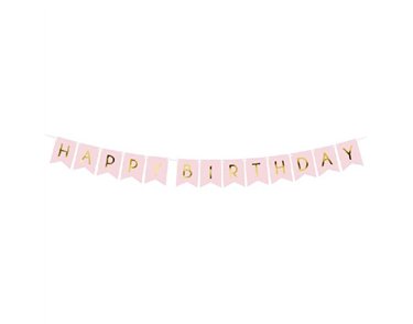 1.75m PINK HAPPY BIRTHDAY FLAG BANNER