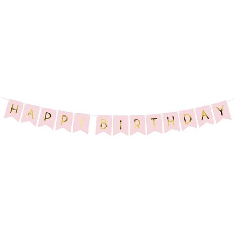 1.75m PINK HAPPY BIRTHDAY FLAG BANNER