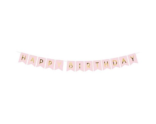 1.75m PINK HAPPY BIRTHDAY FLAG BANNER