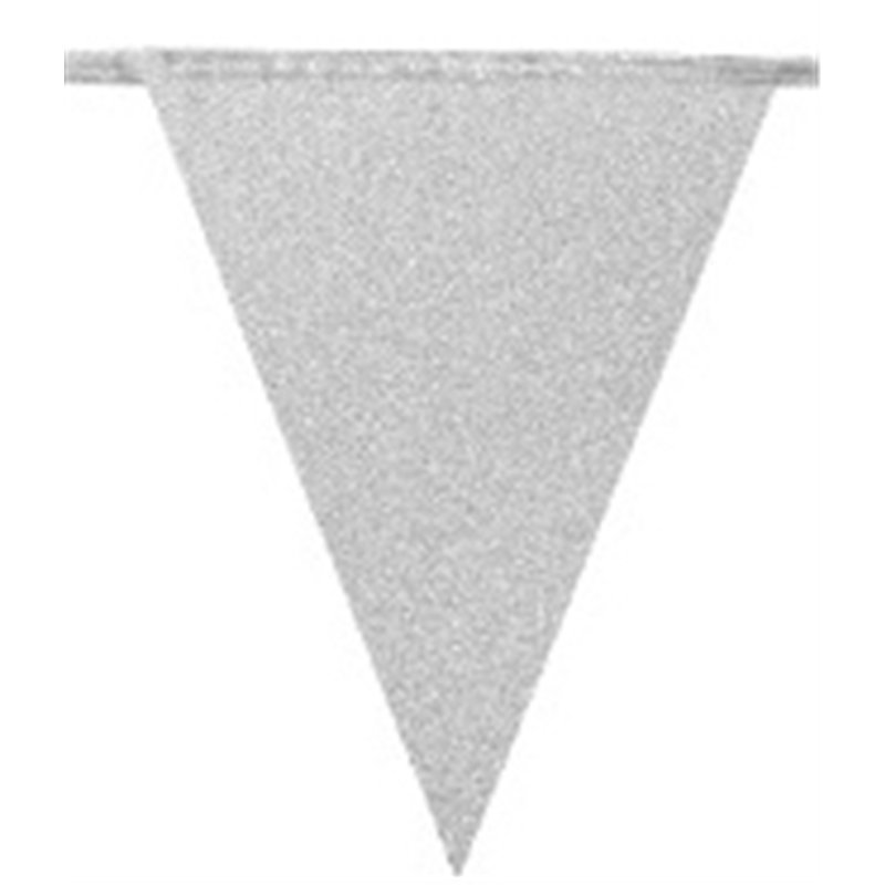 6m SILVER CARDBOARD GLITTER BUNTING