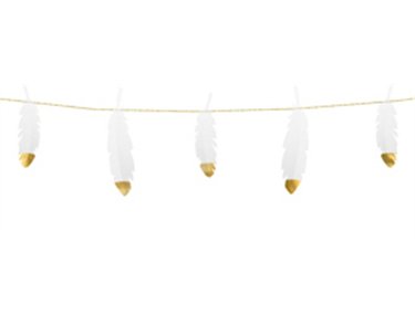 1.6m WHITE PAPER FEATHERS GARLAND