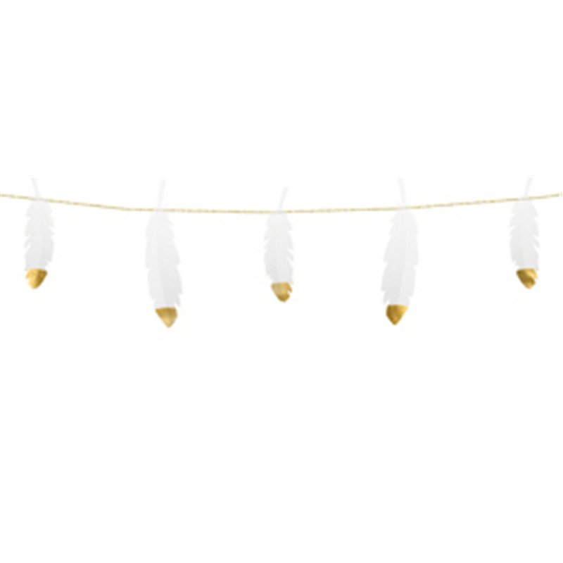 1.6m WHITE PAPER FEATHERS GARLAND