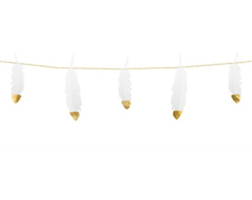 1.6m WHITE PAPER FEATHERS GARLAND
