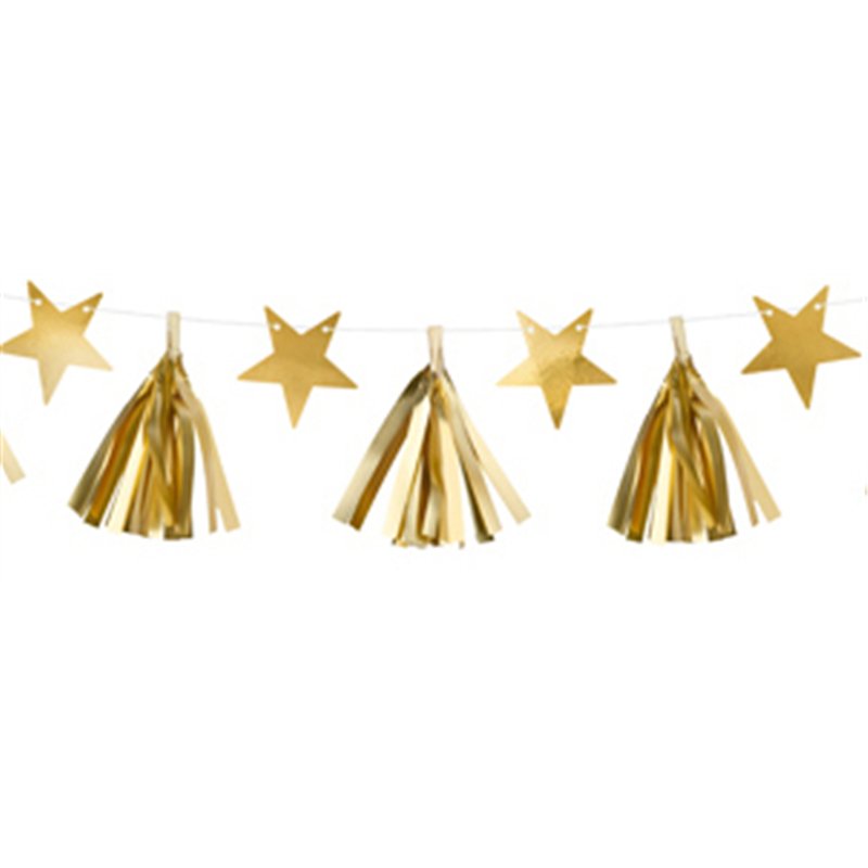 1.3m GOLD STARS PAPER GARLAND