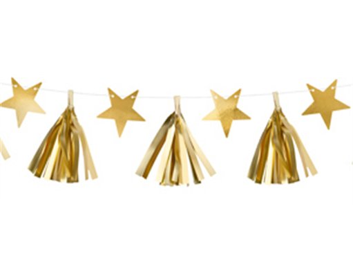 1.3m GOLD STARS PAPER GARLAND