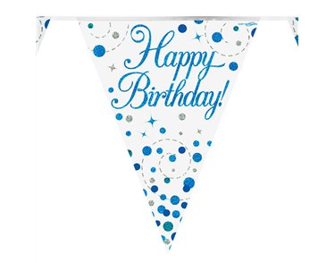 3.9m BIRTHDAY BLUE SPARKLING FIZZ BUNTING