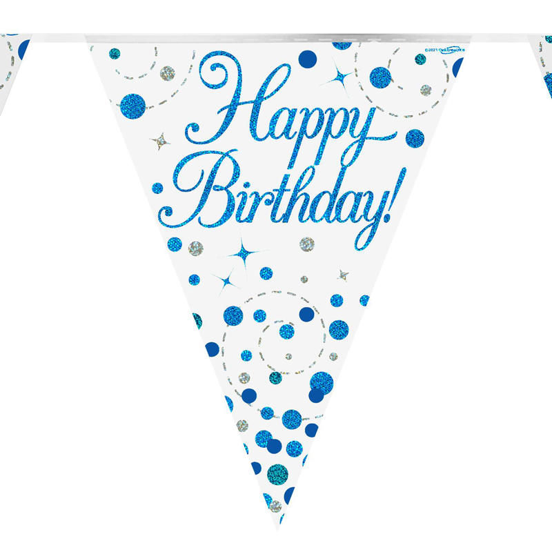 3.9m BIRTHDAY BLUE SPARKLING FIZZ BUNTING