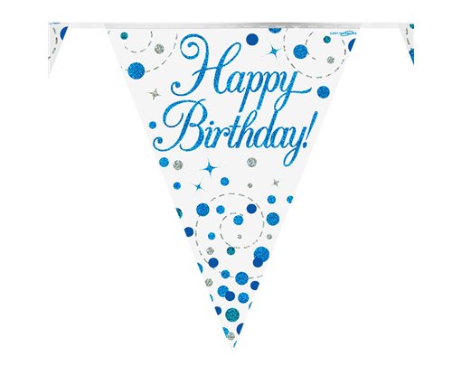 3.9m BIRTHDAY BLUE SPARKLING FIZZ BUNTING