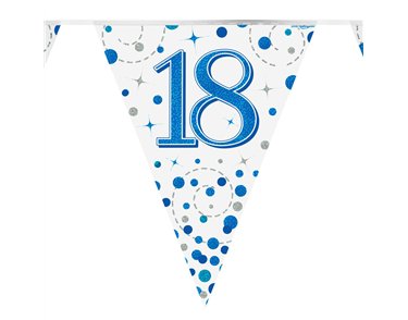 3.9m 18th BIRTHDAY BLUE SPARKLING FIZZ BUNTING