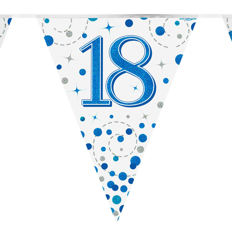 3.9m 18th BIRTHDAY BLUE SPARKLING FIZZ BUNTING