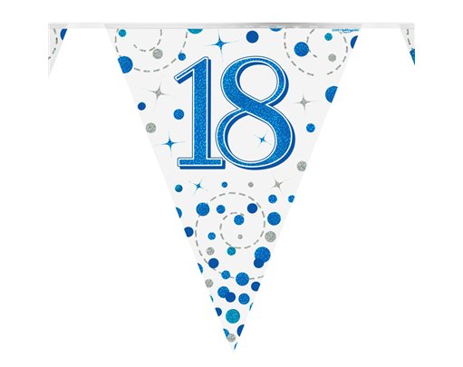 3.9m 18th BIRTHDAY BLUE SPARKLING FIZZ BUNTING