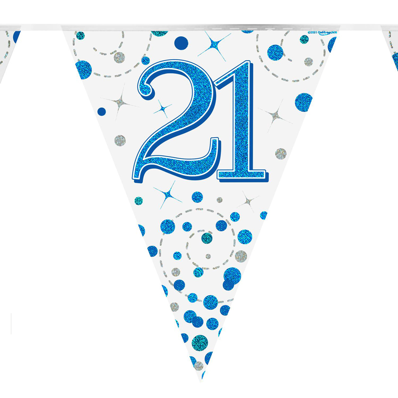 3.9m 21st BIRTHDAY BLUE SPARKLING FIZZ BUNTING
