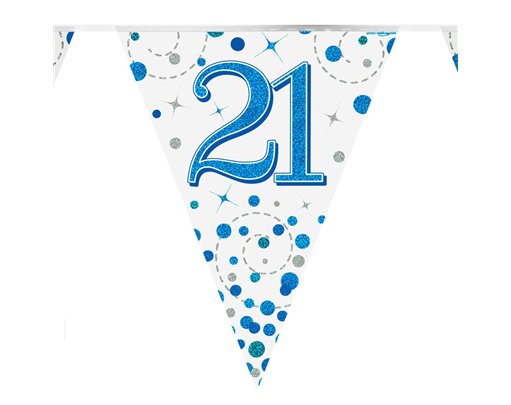 3.9m 21st BIRTHDAY BLUE SPARKLING FIZZ BUNTING