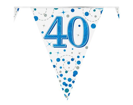 3.9m 40th BIRTHDAY BLUE SPARKLING FIZZ BUNTING