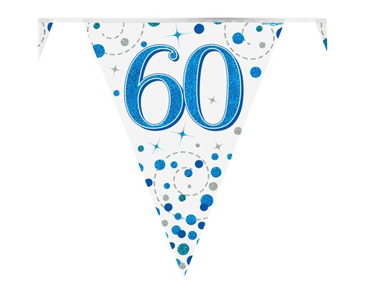 3.9m 60th BIRTHDAY BLUE SPARKLING FIZZ BUNTING