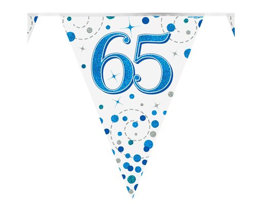 3.9m 65th BIRTHDAY BLUE SPARKLING FIZZ BUNTING