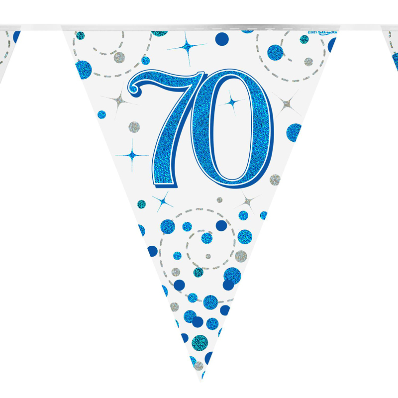 3.9m 70th BIRTHDAY BLUE SPARKLING FIZZ BUNTING