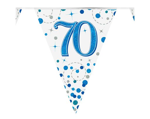 3.9m 70th BIRTHDAY BLUE SPARKLING FIZZ BUNTING