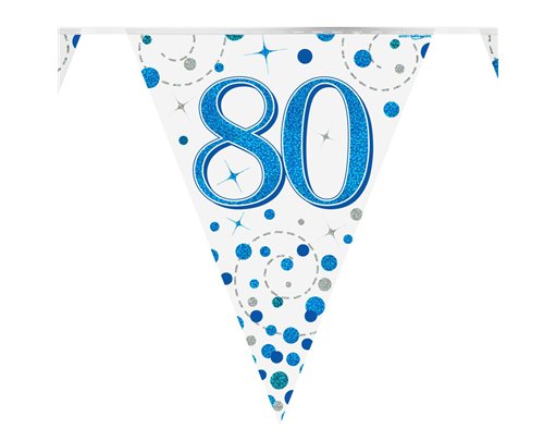 3.9m 80th BIRTHDAY BLUE SPARKLING FIZZ BUNTING