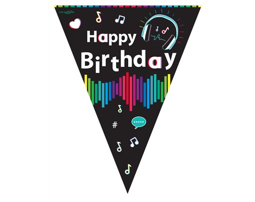 3.9m MUSIC MEDIA BIRTHDAY BUNTING
