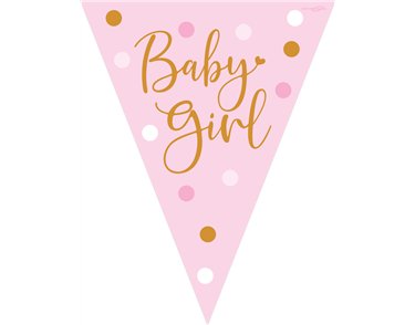 3.9m SPARKLING BABY GIRL DOTS BUNTING