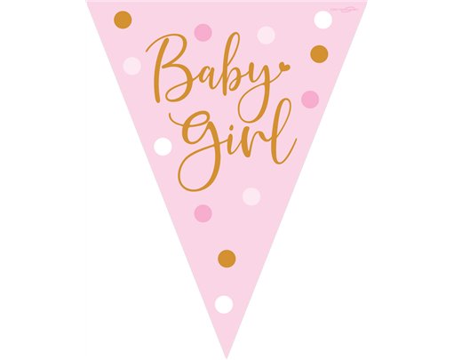 3.9m SPARKLING BABY GIRL DOTS BUNTING