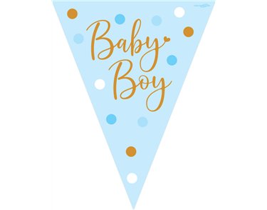 3.9m SPARKLING BABY BOY DOTS BUNTING