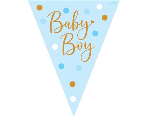 3.9m SPARKLING BABY BOY DOTS BUNTING