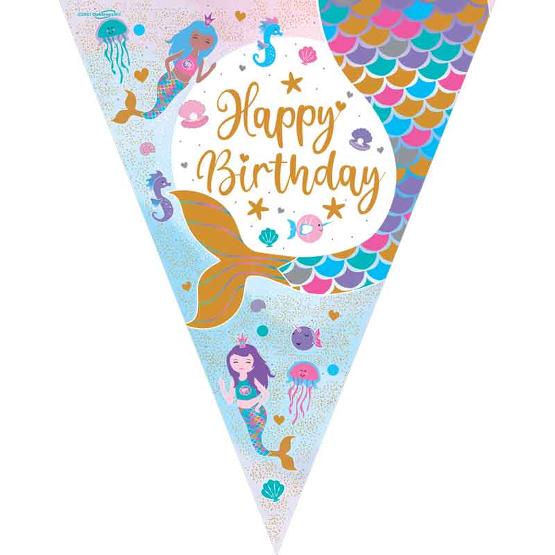 3.9m SHIMMERING MERMAID BIRTHDAY BUNTING