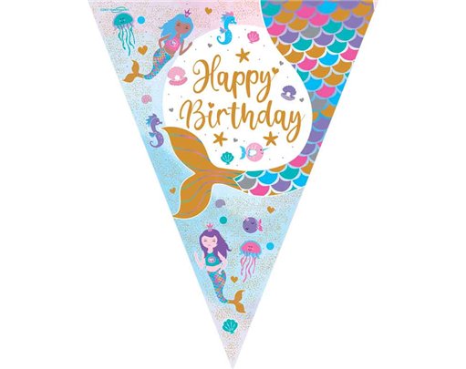 3.9m SHIMMERING MERMAID BIRTHDAY BUNTING