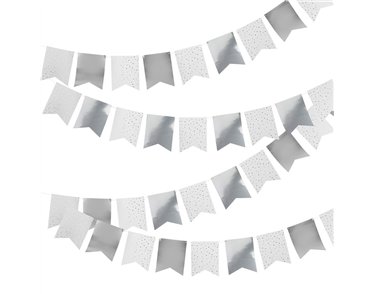 SILVER FOILED FLAG BUNTING 10M
