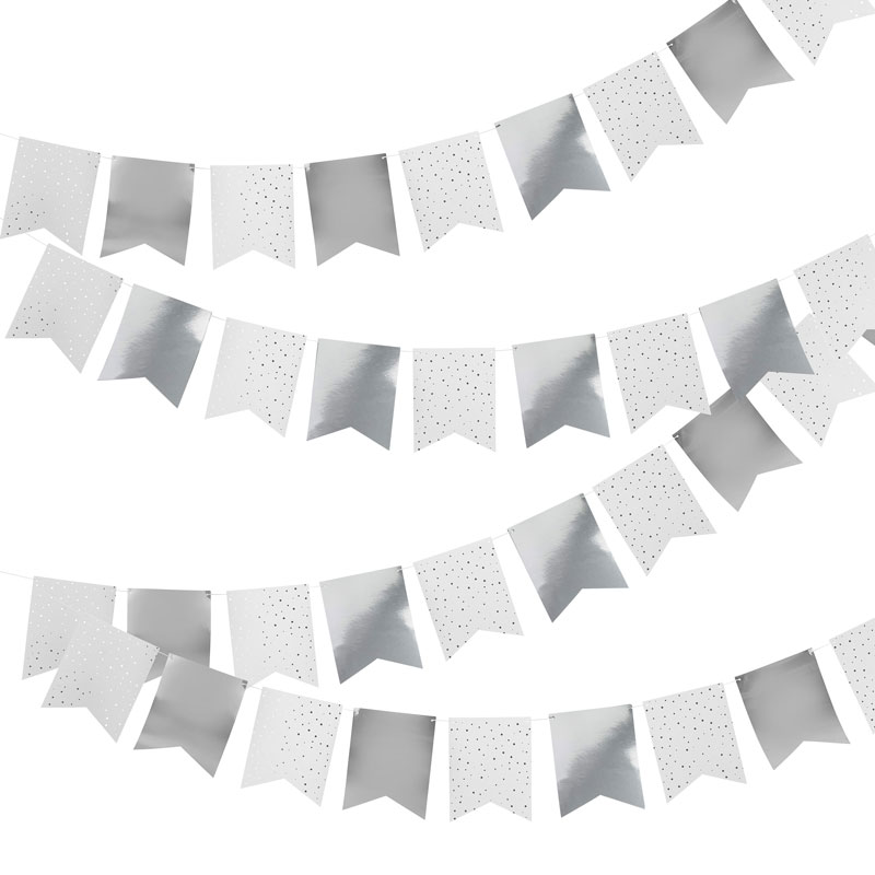 SILVER FOILED FLAG BUNTING 10M
