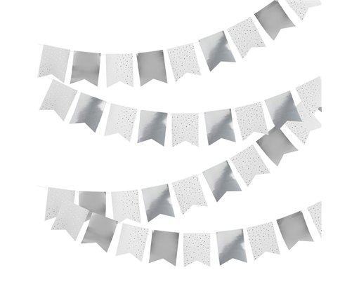 SILVER FOILED FLAG BUNTING 10M