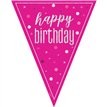 9ft GLITZ PINK HAPPY BIRTHDAY FLAG BANNER