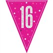 9ft GLITZ PINK 16TH BIRTHDAY FLAG BANNER