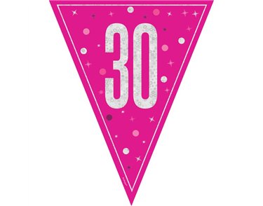 9ft GLITZ PINK 30TH BIRTHDAY FLAG BANNER