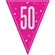 9ft GLITZ PINK 50TH BIRTHDAY FLAG BANNER