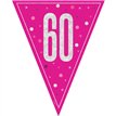 9ft GLITZ PINK 60TH BIRTHDAY FLAG BANNER