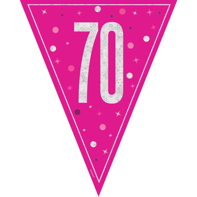 9ft GLITZ PINK 70TH BIRTHDAY FLAG BANNER