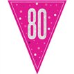 9ft GLITZ PINK 80TH BIRTHDAY FLAG BANNER