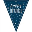 9ft GLITZ BLUE HAPPY BIRTHDAY FLAG BANNER