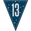 9ft GLITZ BLUE 13TH BIRTHDAY FLAG BANNER
